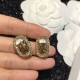 Celine Triomphe Rhinestone Earrings In Brass With Gold Finish And Crystals