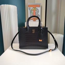 Burberry Mini Frances Bag in Black Crocodile-Effect