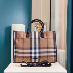 Burberry Cotton Canvas Vintage Check Tote Bag