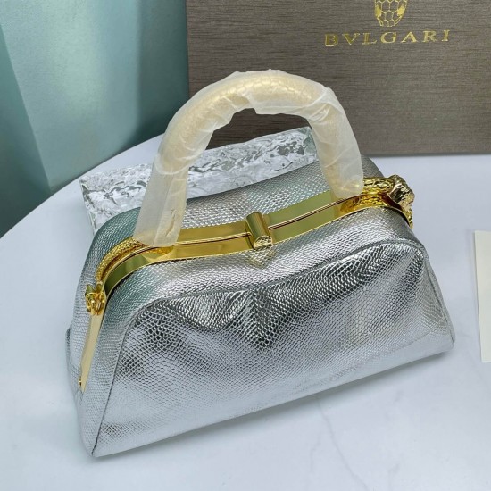 BVLGARI Serpentine Small Top Handle Bag in Silver