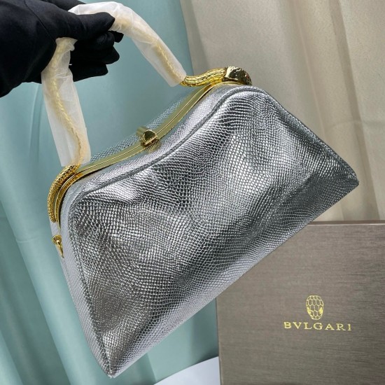 BVLGARI Serpentine Small Top Handle Bag in Silver