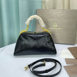 BVLGARI Serpentine Small Top Handle Bag in Black