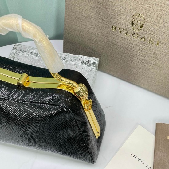 BVLGARI Serpentine Small Top Handle Bag in Black