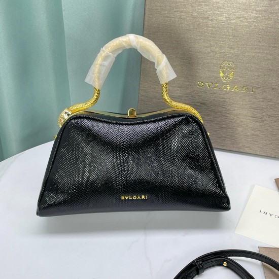 BVLGARI Serpentine Small Top Handle Bag in Black