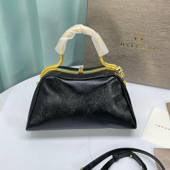 BVLGARI Serpentine Small Top Handle Bag in Black