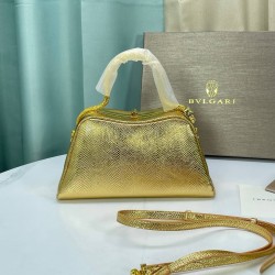 BVLGARI Serpentine Small Top Handle Bag in Gold