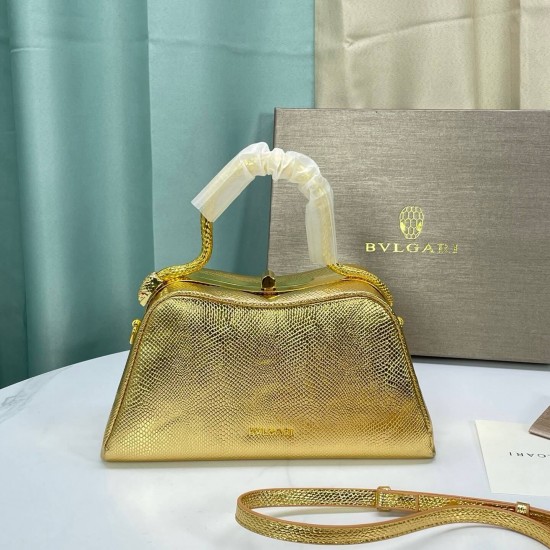 BVLGARI Serpentine Small Top Handle Bag in Gold