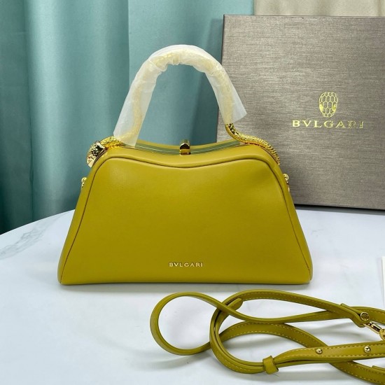 BVLGARI Serpentine Small Top Handle Bag in Yellowish Green