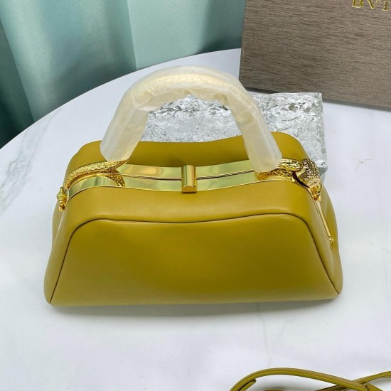 BVLGARI Serpentine Small Top Handle Bag in Yellowish Green