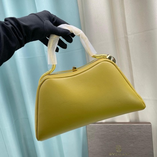 BVLGARI Serpentine Small Top Handle Bag in Yellowish Green