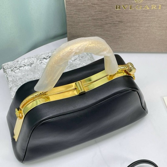 BVLGARI Serpentine Small Top Handle Bag in Black