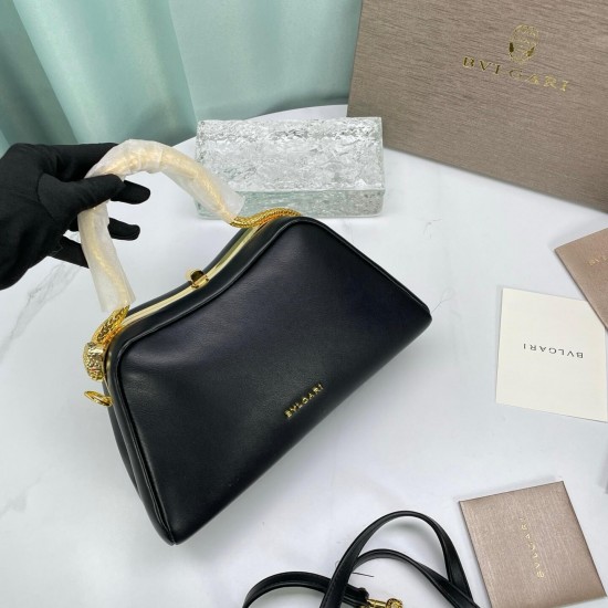 BVLGARI Serpentine Small Top Handle Bag in Black