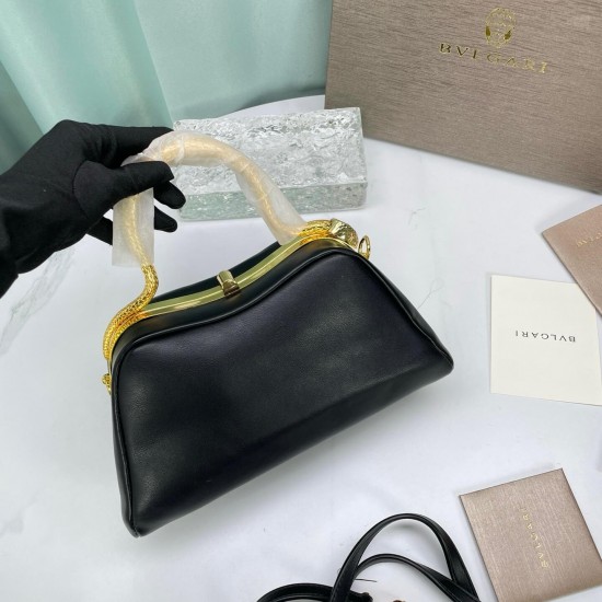 BVLGARI Serpentine Small Top Handle Bag in Black