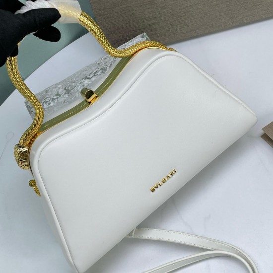 BVLGARI Serpentine Small Top Handle Bag in White