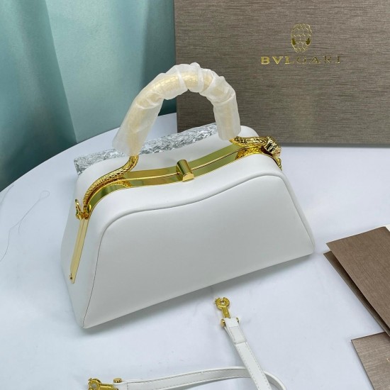 BVLGARI Serpentine Small Top Handle Bag in White