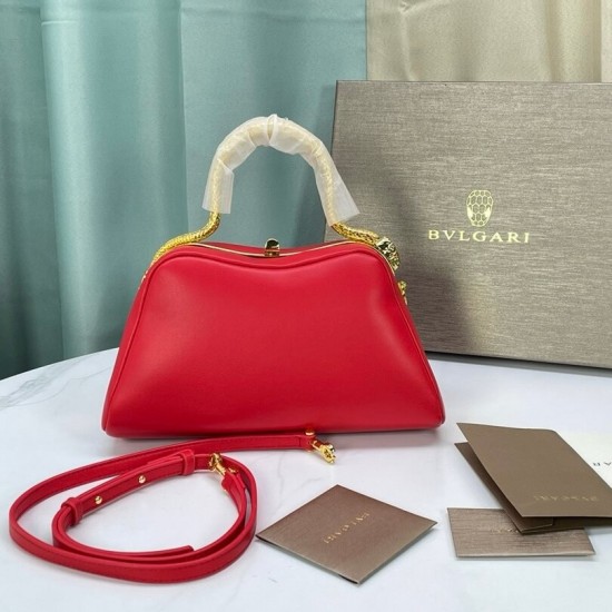 BVLGARI Serpentine Small Top Handle Bag in Red