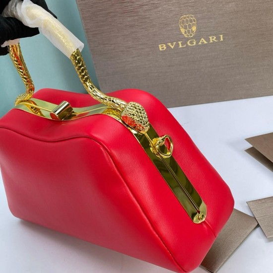 BVLGARI Serpentine Small Top Handle Bag in Red