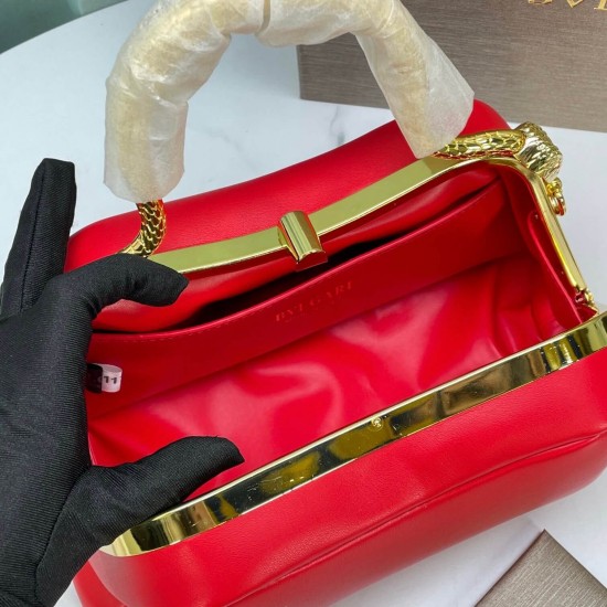 BVLGARI Serpentine Small Top Handle Bag in Red