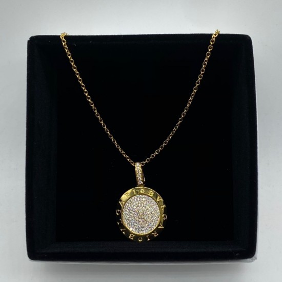 BVLGARI 18 kt rose gold and silver pendant set with pavé diamonds