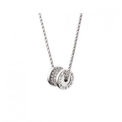 BVLGARI B.zero1 soft necklace in 18 kt rose gold, set with pavé diamonds on the spiral