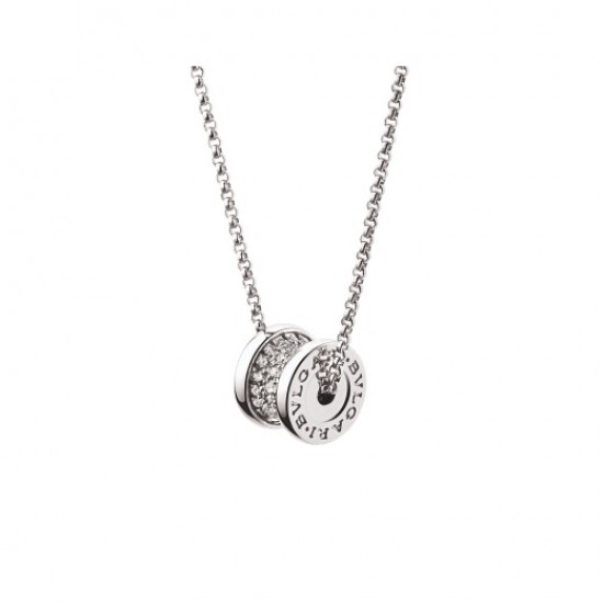 BVLGARI B.zero1 soft necklace in 18 kt rose gold, set with pavé diamonds on the spiral