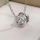 BVLGARI B.zero1 necklace with 18 kt white gold chain and 18 kt white gold round pendant set with pavé diamonds on the edges.