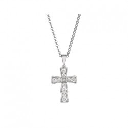 BVLGARI Croce pendant in 18 kt white gold and pavé diamonds