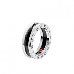 BVLGARI B.zero1 Save the Children one-band narrow 925 sterling silver spinner ring with black ceramic