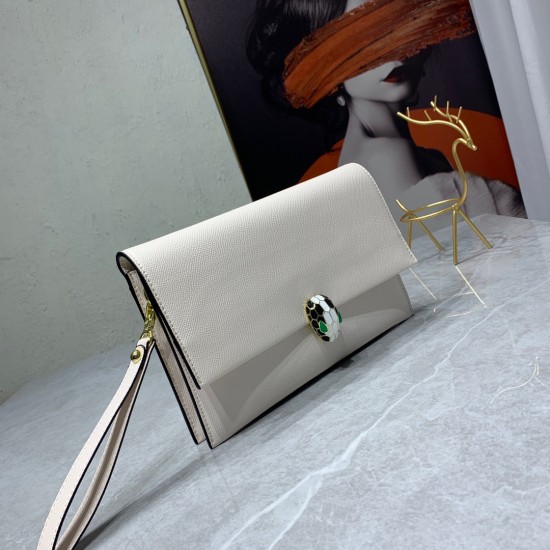 BVLGARI Leather Shoulder Bag In White 