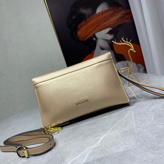 BVLGARI Leather Shoulder Bag In Golden Brown 