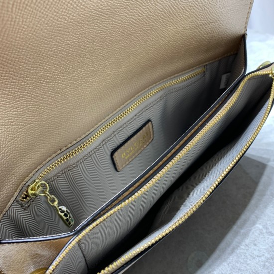 BVLGARI Leather Shoulder Bag In Golden Brown 