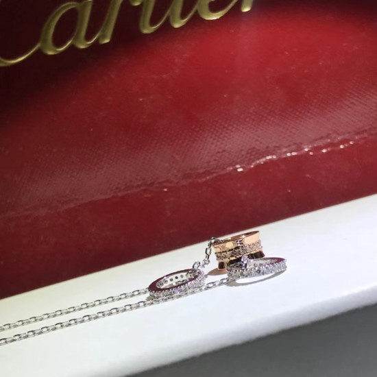 Cartier Full Diamond Three Ring Necklace