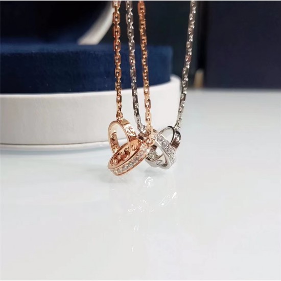 Cartier Love Necklace,Diamonds,White Gold,Rose Gold