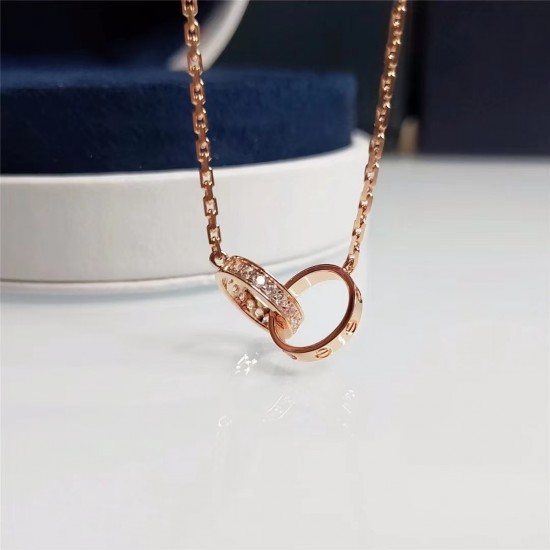 Cartier Love Necklace,Diamonds,White Gold,Rose Gold