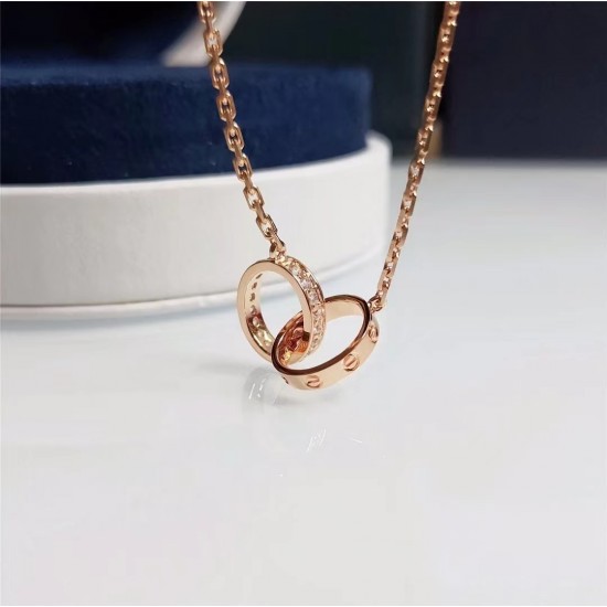 Cartier Love Necklace,Diamonds,White Gold,Rose Gold