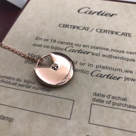 Cartier Amulette De Cartier Necklace With Diamonds,Rose Gold,White Gold