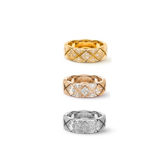 Chanel Coco Crush Ring With Diamonds Quilted Motif Small Version