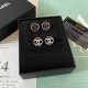 Chanel Black And White Enamel Stud Earrings 