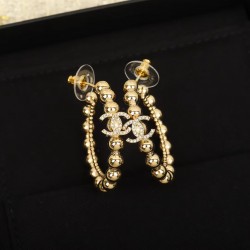 Chanel Gold Ball Hoop Earrings