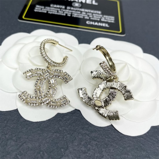 Chanel Double C Golden Baguette Earrings