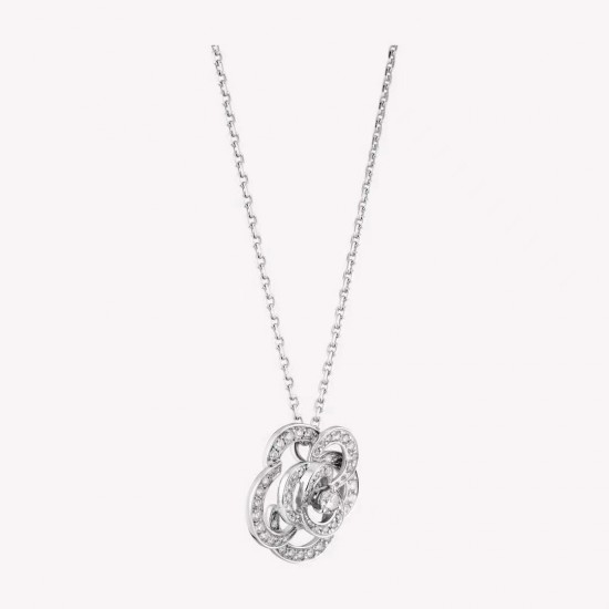 Chanel FIL DE CAMÉLIA NECKLACE 18k White Gold, Diamonds