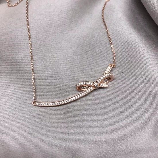 Chanel Bow Knot Diamond Necklace Sterling Silver