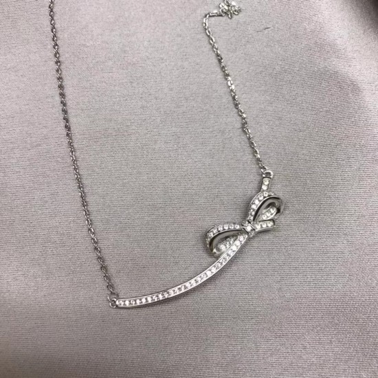 Chanel Bow Knot Diamond Necklace Sterling Silver