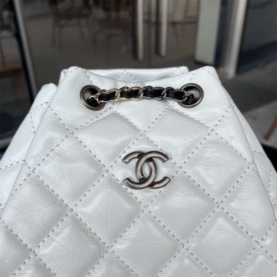 CHANEL  Backpack 004 Oil Wax Rhombus Backpack Cowhide Chain Backpack