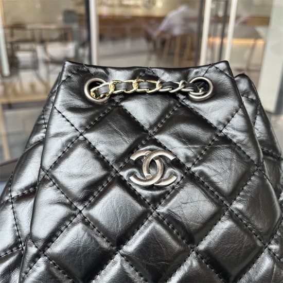 CHANEL  Backpack 003 Oil Wax Rhombus Backpack Cowhide Chain Backpack