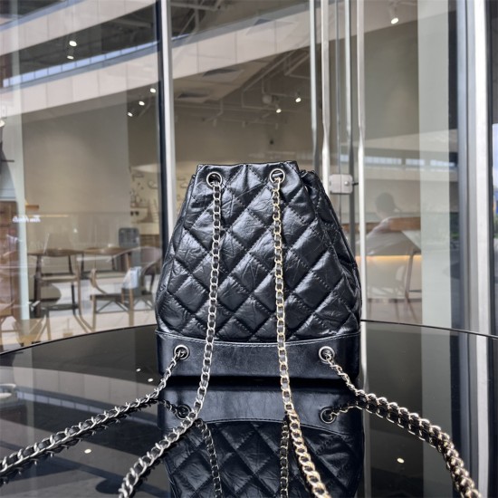 CHANEL  Backpack 003 Oil Wax Rhombus Backpack Cowhide Chain Backpack