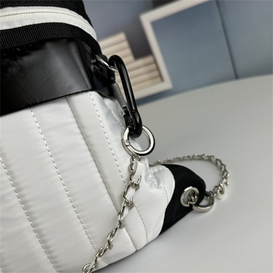 CHANEL  Backpack 002 Chanel Nylon Backpack Black And White