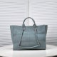 Chanel Canvas Calfskin Striped Medium Deauville Tote in Grey