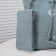 Chanel Canvas Calfskin Striped Medium Deauville Tote in Grey