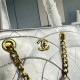 Chanel Club Monaco Shopping Tote Quilted Lambskin Large in Silver